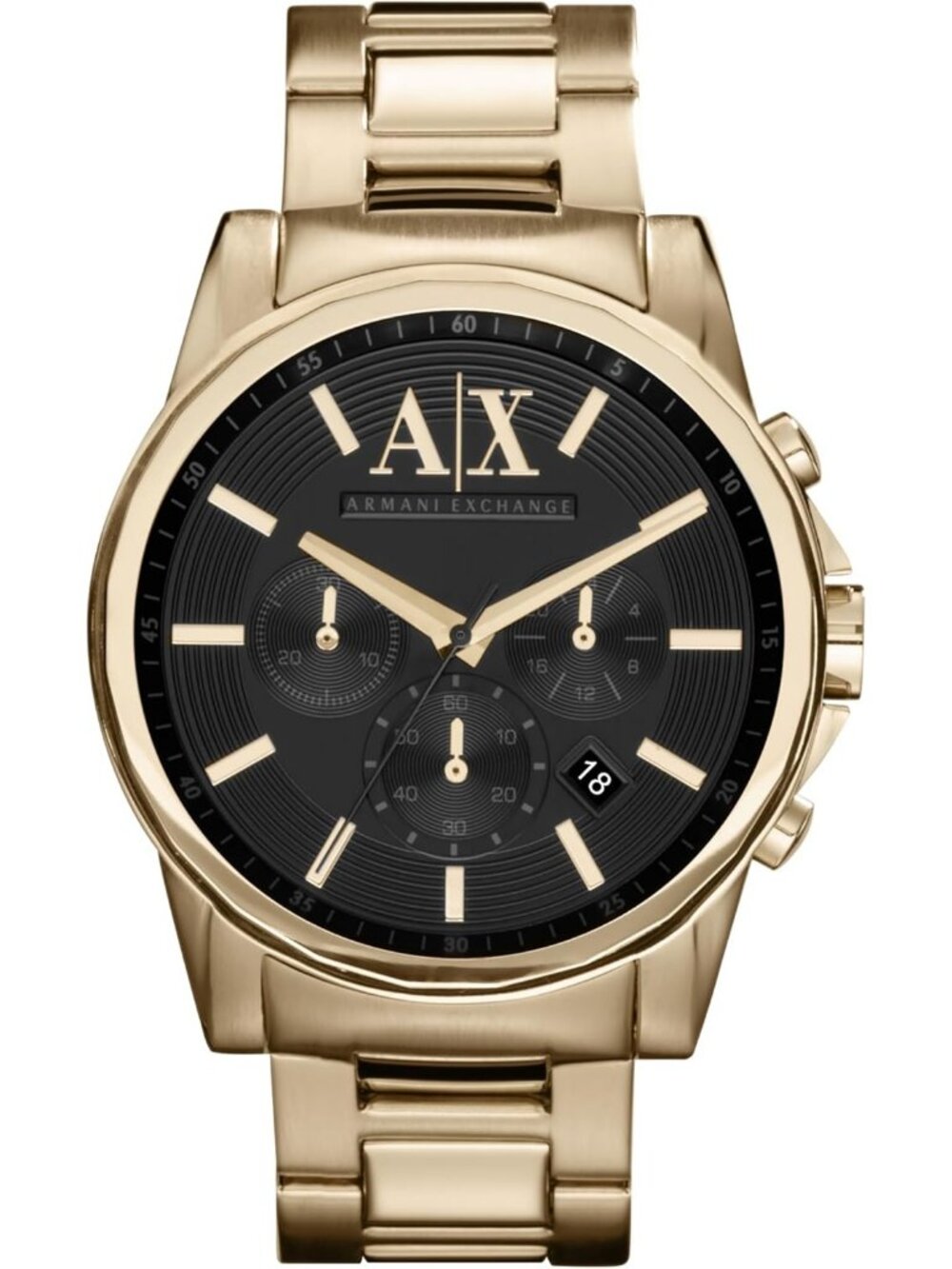 Men's Gold/Black Dial A|X Stainless Steel Bracelet Chronograph Dress Wrist Watch